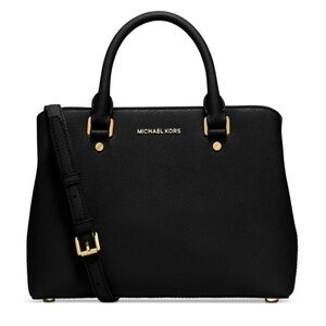 Michael Kors Black Satchel with Gold Accents